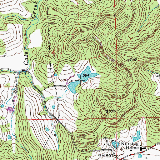 Topographic Map of Walkenbach Lake North Dam, MO