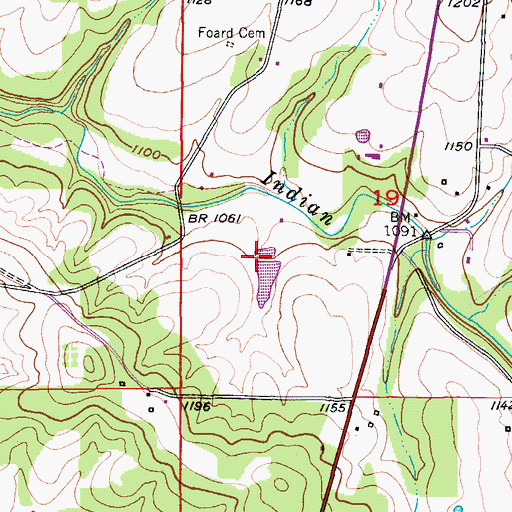Topographic Map of Hutcheson Lake Dam, MO