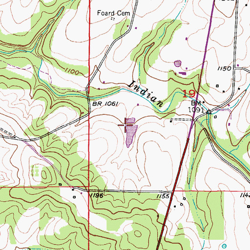 Topographic Map of Hutcheson Lake, MO