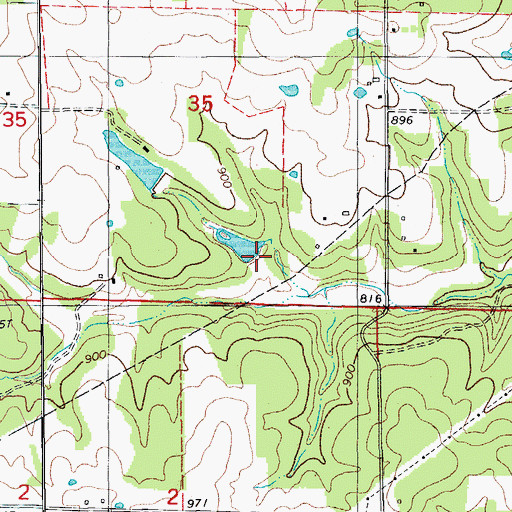 Topographic Map of Wilson Lake Dam, MO