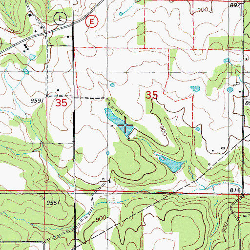 Topographic Map of Miller Lake Dam, MO