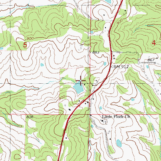 Topographic Map of Swarthout Lake Dam, MO