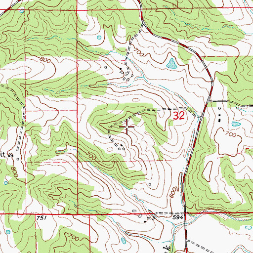 Topographic Map of Busch Lake Dam, MO
