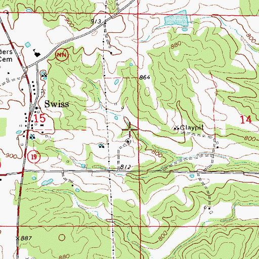 Topographic Map of Godefroid Lake Dam, MO