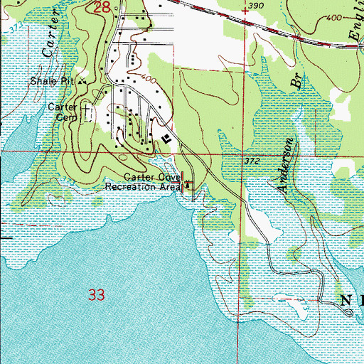 Topographic Map of Carter Cove Public Use Area, AR