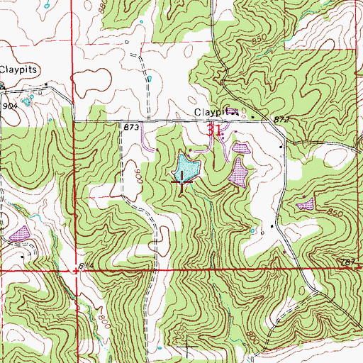 Topographic Map of Laury Lake Dam, MO