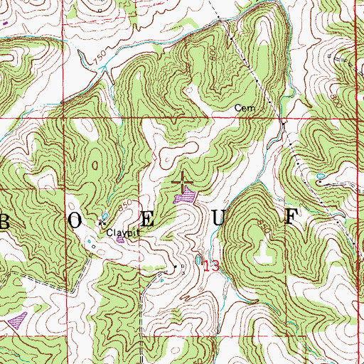 Topographic Map of Jackson Lake Dam, MO
