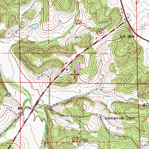Topographic Map of Ahmad Lake Dam, MO