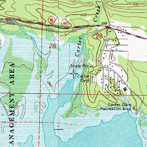 Topographic Map of Carter Creek, AR