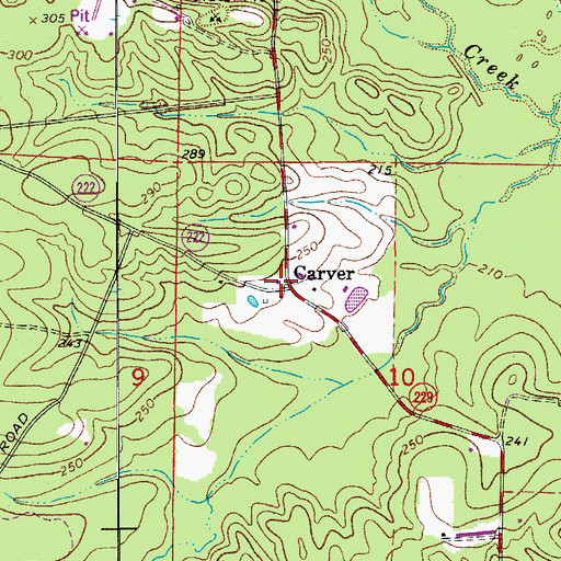 Topographic Map of Carver, AR