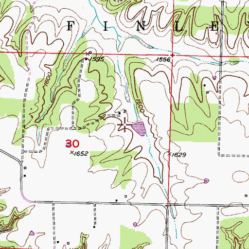 Topographic Map of Farthing East Dam, MO
