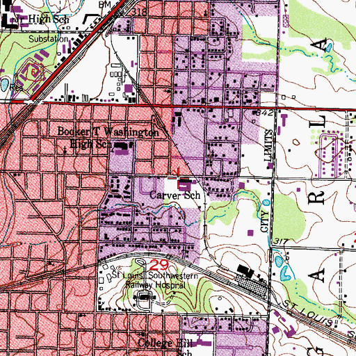 Topographic Map of Carver School, AR