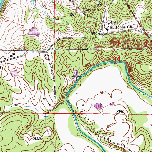 Topographic Map of Frericks Section 34 Lake Dam, MO