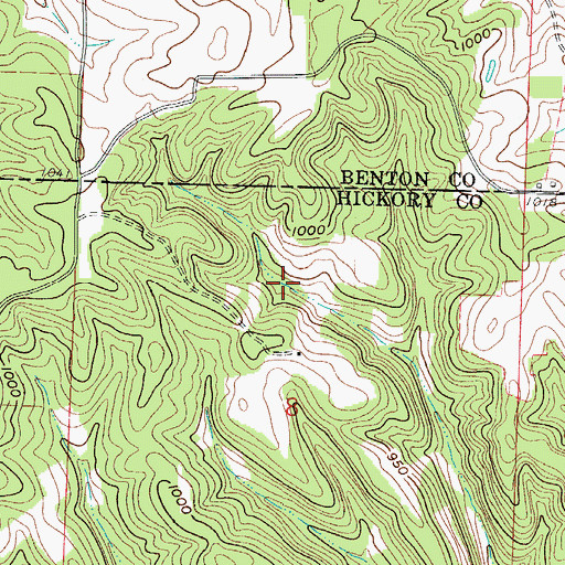 Topographic Map of Lake Glenwood in Hidden Valley, MO