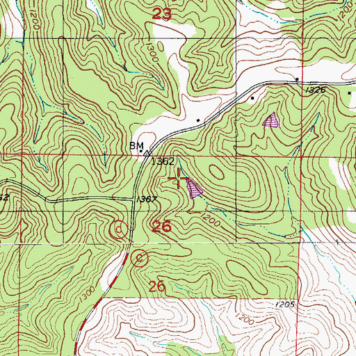Topographic Map of McIntosh Lake Dam, MO