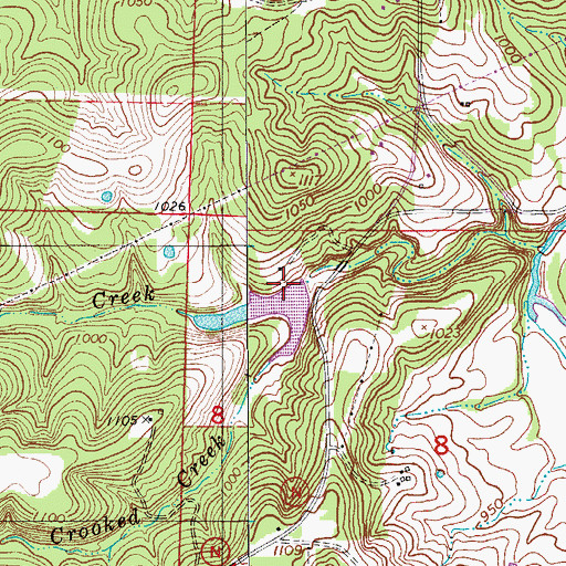 Topographic Map of McGee Lake Dam, MO