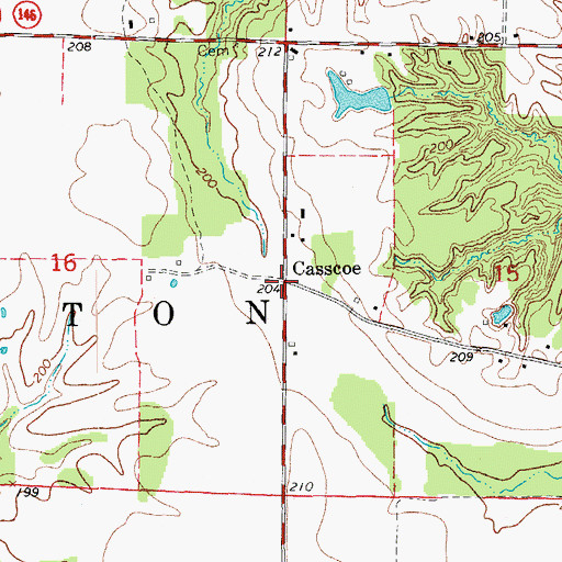 Topographic Map of Casscoe, AR