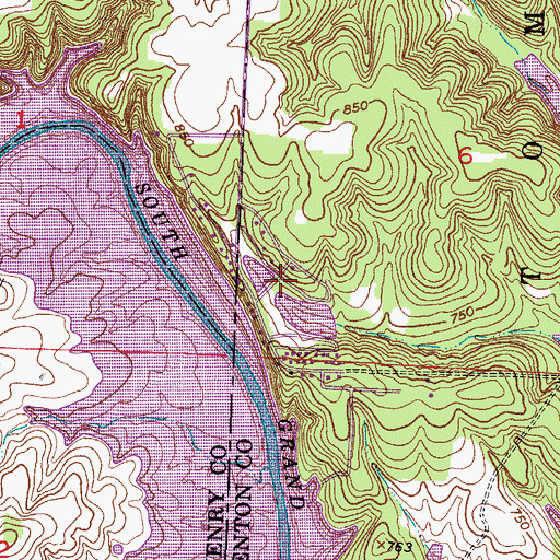 Topographic Map of Mirror Lake Number 1 Dam, MO