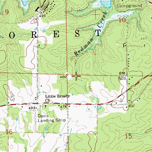 Topographic Map of Roper Lake Dam, MO