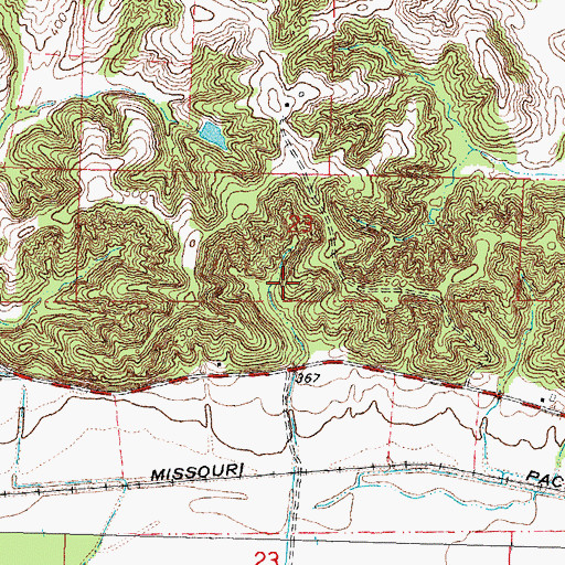 Topographic Map of Evans Lake West Dam, MO