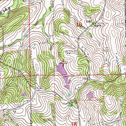 Topographic Map of Clover Bottom Fish Farm Lake Dam, MO