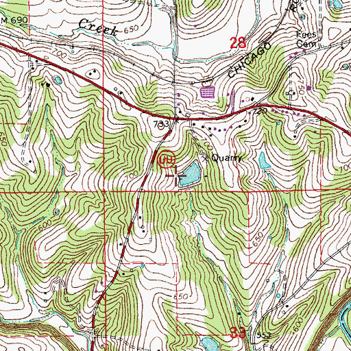 Topographic Map of Winteround Lake Dam, MO