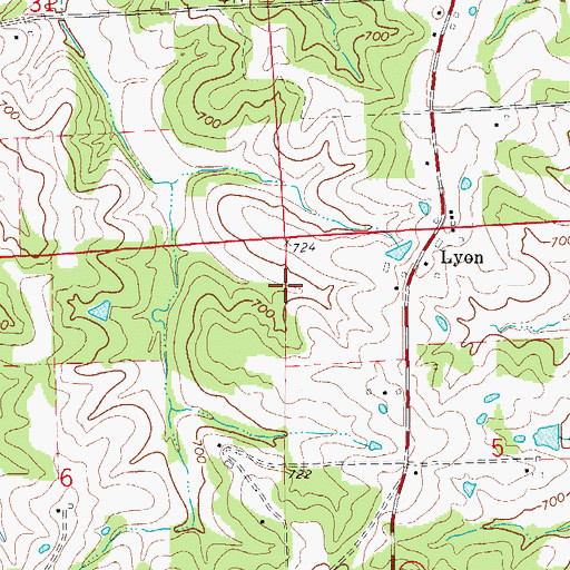 Topographic Map of Deppermann Lake Dam, MO