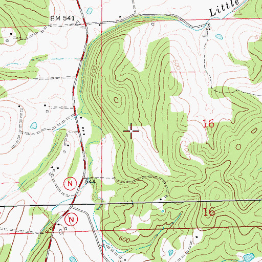 Topographic Map of McAdams Lake Dam, MO