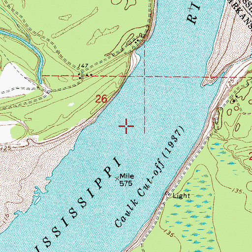 Topographic Map of Caulk Cut-off, AR