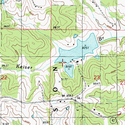 Topographic Map of Danube Corporation Upper Dam, MO