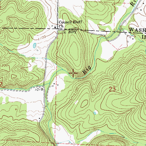 Topographic Map of Council Bluff Dam, MO