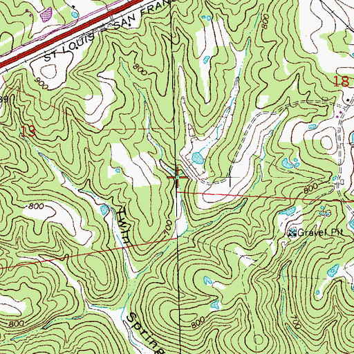 Topographic Map of Roaring Springs Dam, MO