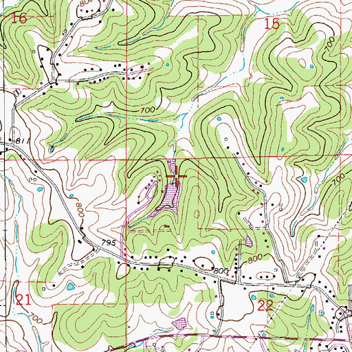 Topographic Map of Shadow Lake Dam, MO