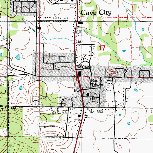 Topographic Map of Cave City, AR