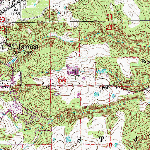 Topographic Map of Wayman-Fuhring Lake Dam, MO