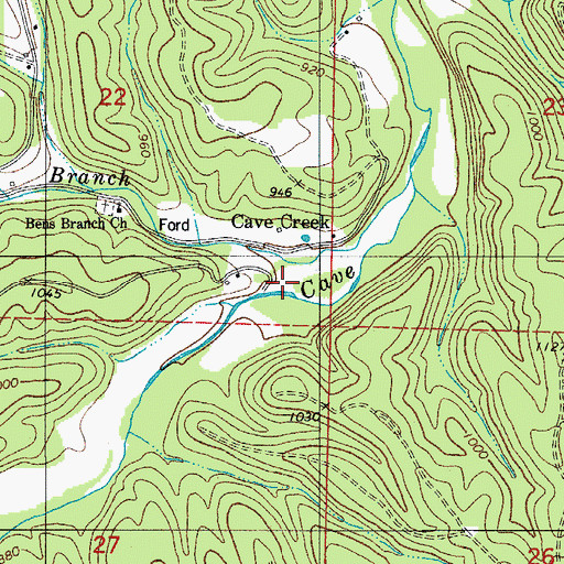 Topographic Map of Cave Creek, AR