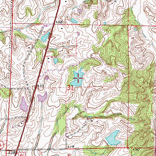 Topographic Map of Draper Lake Dam, MO