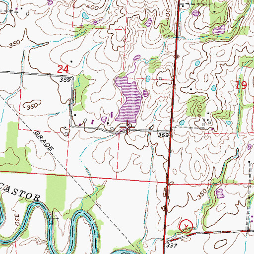Topographic Map of Hendley Lake Dam, MO