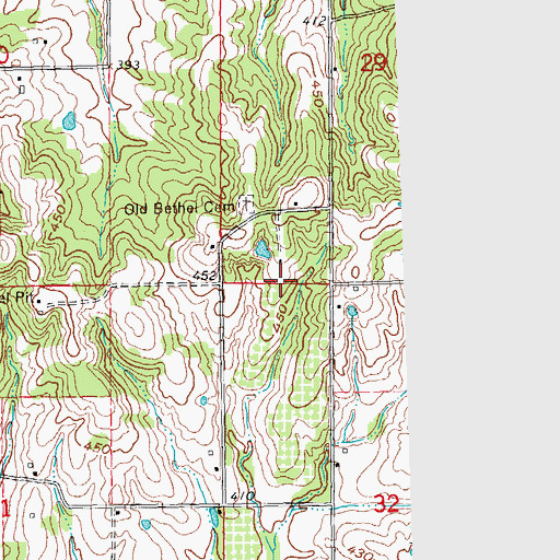 Topographic Map of Lovins Lake Dam, MO