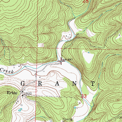 Topographic Map of Cecil Creek, AR
