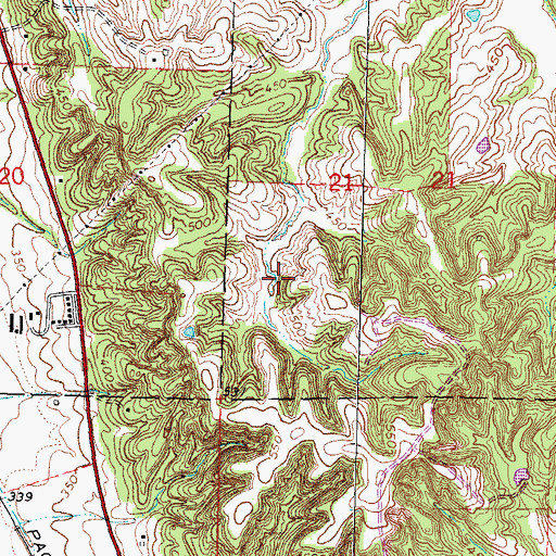 Topographic Map of Lookout Mountain Resort Dam, MO