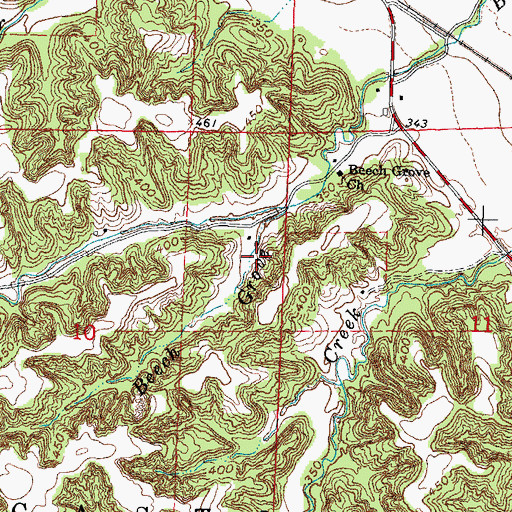 Topographic Map of Lewis Lake Dam, MO