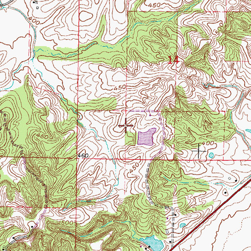 Topographic Map of Lamberts Lake Dam, MO