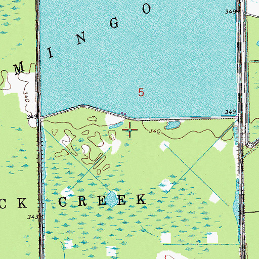 Topographic Map of Duck Creek State Wildlife Refuge Number 1 Dam, MO