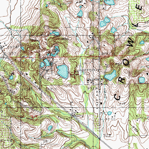 Topographic Map of Hilltop Fishing Lake Dam, MO