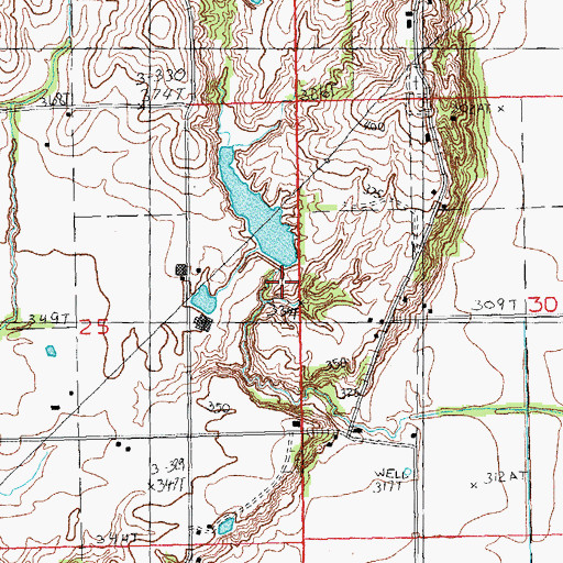 Topographic Map of Temples Lake Dam, MO