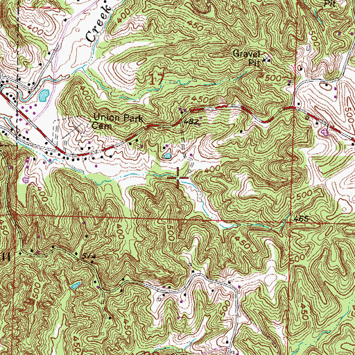 Topographic Map of Burnett Lake Dam, MO