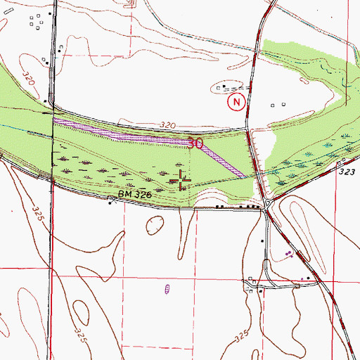 Topographic Map of Upper Big Lake Dam, MO
