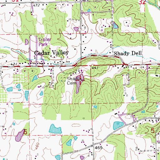Topographic Map of Hewlett Lake Dam, MO