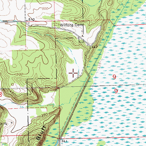 Topographic Map of Puxico Quad Number 1 Dam, MO